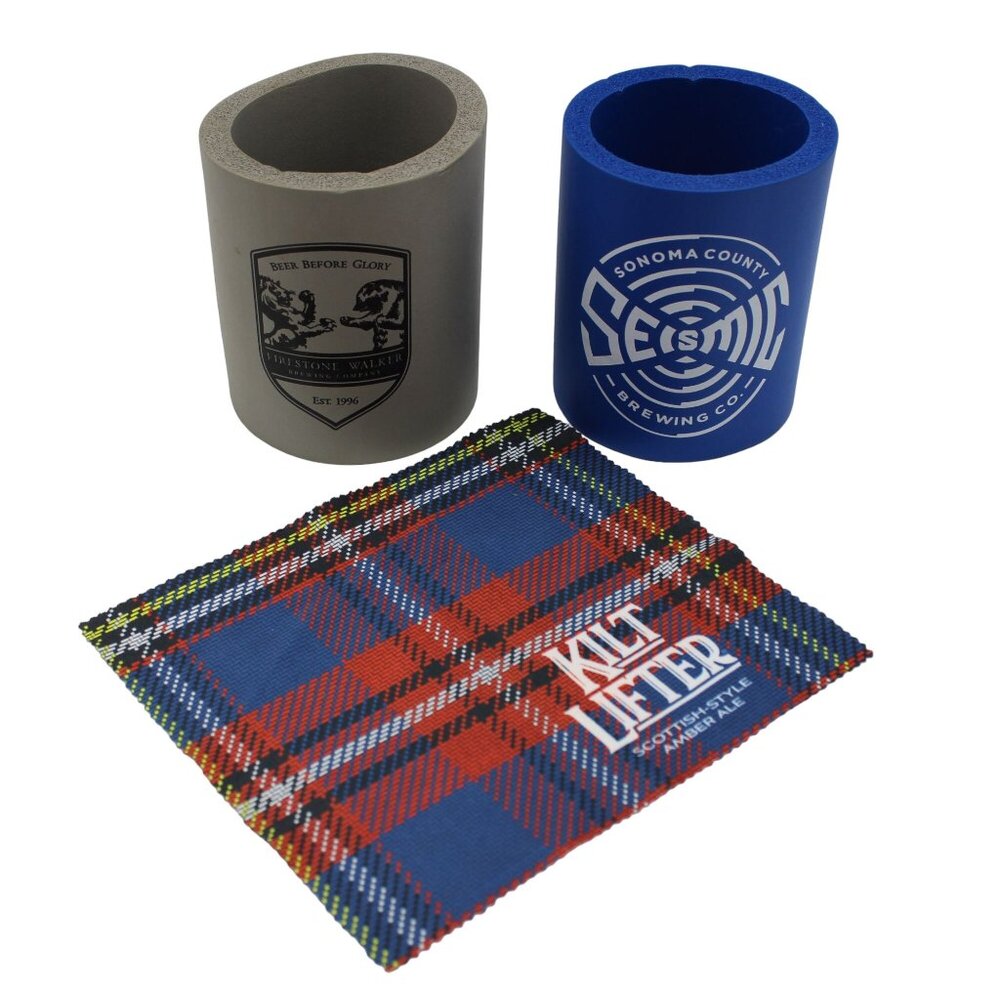 Breweriana Lot Firestone-Walker Seismic Brewing Koozie Kilt Lifter Eyeglass Clea